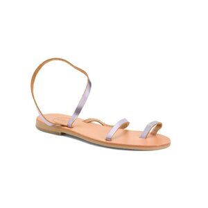 CIEL Metallic Purple Leather Handmade Daytona Toe Ring Sandals